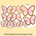 Pink and gold butterfly cake topper set with assorted sizes including wires and dots - Pink Gradient Glossy Butterfly Material Kit