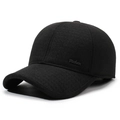 Cappellino da baseball nero in lana con paraorecchie e logo Fashion in rilievo - Regolabile / Nero
