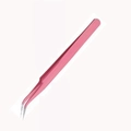 Pink curved precision tweezers for 3D DIY stickers and professional beauty eyelash care - Pink Tweezers (No Box)