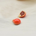 Miniature resin pomegranate charm with red beads and golden loop for DIY jewelry - Opened Pomegranate