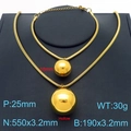 Parure trois pièces en chaîne serpent dorée avec pendentifs boules creuses polies - Parure 2 Pièces Pendentif 25mm (Collier + Bracelet) / Doré