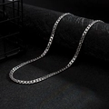 Silver Cuban link necklace in titanium steel with flat chain design for hip hop style - 50cm x 5mm