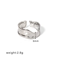 Silver open ring with irregular wave texture and hammered finish, width 6mm, weight 2.8g - Adjustable Open / Hammered Wave Style (HF-J1350-S)