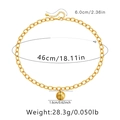 Detail of 18K gold plated brass chain necklace showing frosted round pendant dimensions - Matte Ball Chunky Loop Chain (KN0128)