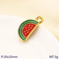Watermelon fruit charm pendant in gold and enamel for DIY necklaces and bracelets - Watermelon Style (KLJ10175-ZLA)