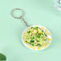 Miniature fried vegetable dish keychain with realistic green food model on tiny plate - Vegetable Fried Rice - Keychain
