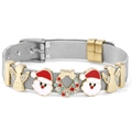 Dettaglio del bracciale a rete 10mm con ciondoli Babbo Natale e angelo per Natale - Bracciale in Filo di Acciaio Inossidabile da 10mm / Cinturino Argento con Ciondoli Oro