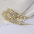 Elegant gold angel wing brooch with sparkling rhinestones for women accessories - Gold Wings Flying Together