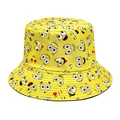 Κίτρινο καπέλο bucket διπλής όψης με σχέδια emoji για ηλιοπροστασία και καλοκαιρινές εξορμήσεις - M(56-58cm) / Cartoon Smiley Face (Κίτρινο Διπλής Όψης)