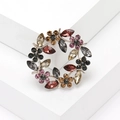 Sparkling crystal olive branch wreath brooch with multicolor rhinestones on geometric stones - Purple