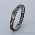 Men's 12mm Cuban link bracelet in gunmetal grey finish with a secure box clasp - 20cm / Matte Black