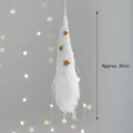 White Christmas gnome hanging decoration with star-patterned hat and soft white beard, 30cm - White Sequin Star Gnome Hanging 30cm