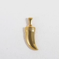 Polished 24K gold plated stainless steel horn pendant with textured top detailing - K21-Crescent Knife / Gold