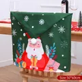 Christmas Santa Claus dining chair cover in green, holiday home decor 50x60cm - Dark Green Santa-Christmas
