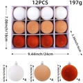Set di 12 palline di Natale in velluto floccato in bianco, marrone e terracotta - Marrone Bianco (12 Pezzi/Confezione)