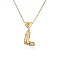 18K gold-plated copper necklace featuring an L-shaped pendant with colorful cubic zirconia - L