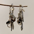2504077 Brown Crystal Tassel Earrings (s925 Silver Needle)