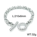Byzantine stainless steel bracelet with skull relief toggle clasp 210mm x 6mm size - Steel