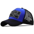 Blue and black 3D embroidery mesh trucker hat for outdoor fishing and casual wear - Blue/Black