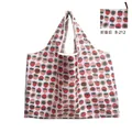 Foldable white oxford fabric shopping bag with red strawberry print 58x40cm size - Strawberry Print