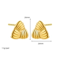 Polished 18K gold plated stainless steel geometric triangle knot stud earrings for women - Triangle Woven Style (22860)