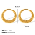 Classic golden stainless steel hoop earrings for men and women with 17mm inner diameter - EH829 Round / Gold
