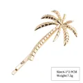 Golden palm tree hair clip in minimalist metal style, size 6.1x2.9cm and weight 7.5g - Style 11 Gold
