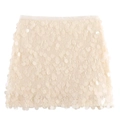 Chic cream white sequin mini skirt for women featuring high-shine reflective fabric - XS / Light Pink