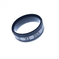 Men's stainless steel ring featuring silver Roman numerals on a black matte band - US 10 / Black/Silver