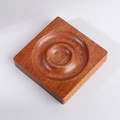 Square solid wood display base with dual ring grooves for bracelets and jewelry - Square Red Walnut Clear Varnish