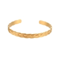Brazalete dorado ajustable con una elegante textura trenzada y acabado brillante - Brazalete Trenzado Abierto (Dorado)