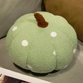 Grünes Kürbis-Dekokissen mit Punkten aus weichem Teddy-Fleece für das Sofa-Dekor - Grün / 20cm