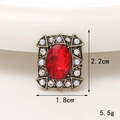 Rote Edelstein-Brosche im Vintage-Stil mit Perlen und Kristallen in Antik-Gold - Oval (Rot)