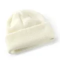 Klassische weiße Strickmütze aus Rippenstrick für Outdoor-Wärme mit Umschlagbund - Weiß