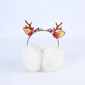 Christmas reindeer antler earmuffs with white plush and festive berry decorations - White