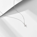 Collana con croce in argento sterling e pavé di zirconi su catena a O sottile - Argento 925 / Argento