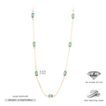 Detail view of gold S925 silver necklace with emerald zircon dimensions and length specs - 925 Silver / 925 Silver White Gold Plated