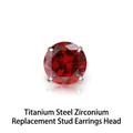 Titanium steel stud replacement head featuring a round red zircon in four-prong setting - M0.9*5mm (Head Only) / Thorn Red Zircon
