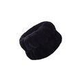 Soft black plush scrunchie with pleated texture for hair styling and wrist wear - Black (Solid)