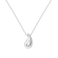 Minimalist 925 sterling silver necklace with teardrop pendant in polished finish - Silver Brushed Bean Pendant Necklace / Silver