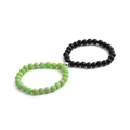 Matching 8mm natural stone magnetic bracelets for couples with black and green beads - Imperial Stone + Shiny Stone