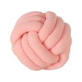 Pink handmade knot ball pillow in soft teddy fleece fabric on white background - Light Pink