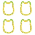 Detail of four yellow cat-ear shaped plastic lobster clasps with green polka dots - 1pc/pack / Yellow