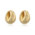 Gold huggie hoop earrings with eight-pointed star design and white zircon inlays - Gold with White Stone Star Earrings