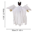 Hanging Halloween ghost decoration with white fabric and black bat head 55cm size - White Flying Bat Ghost