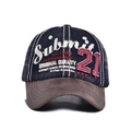 Detail of 3D embroidery and vintage patch on contrast bill street style baseball cap - 56-60cm (Adjustable) / Navy Blue