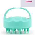 Mint green silicone scalp massager brush with ergonomic grip for head cleaning - Green Wrist Handle