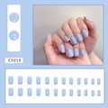 Himmelblaue quadratische Kunstnägel Set mit 24 glänzenden hellblauen Kunstnägeln - Kleber-Typ / Himmelblaues Quadrat (CF019)