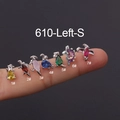 20G Dinosaurier Ohrstecker aus Edelstahl mit bunten Zirkonsteinen im Set - Gelber Zirkonia-Stil (1#) / Silber Links