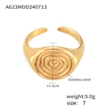 Anello aperto retrò in acciaio inossidabile placcato oro 18k con texture a spirale - Motivo A Spirale - Oro